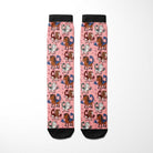 Limited edition Scorpio zodiac boot socks with horse and Scorpio symbol pattern in pink, black cuff and toe accents