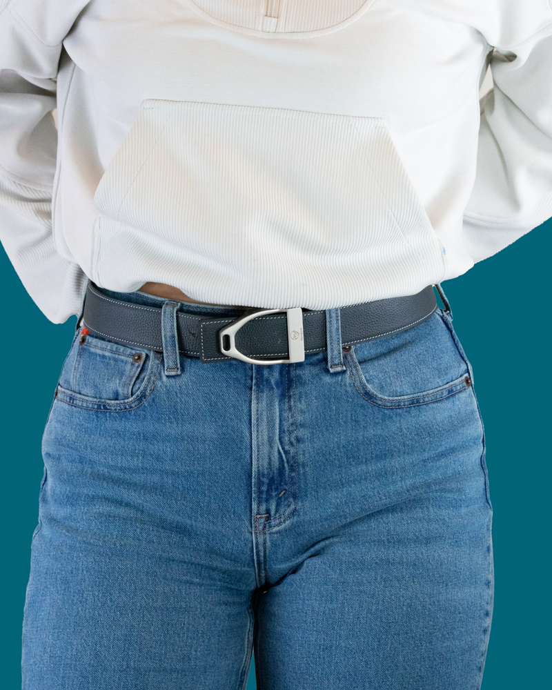 Navy/Taupe Reversible Leather Belt Strap