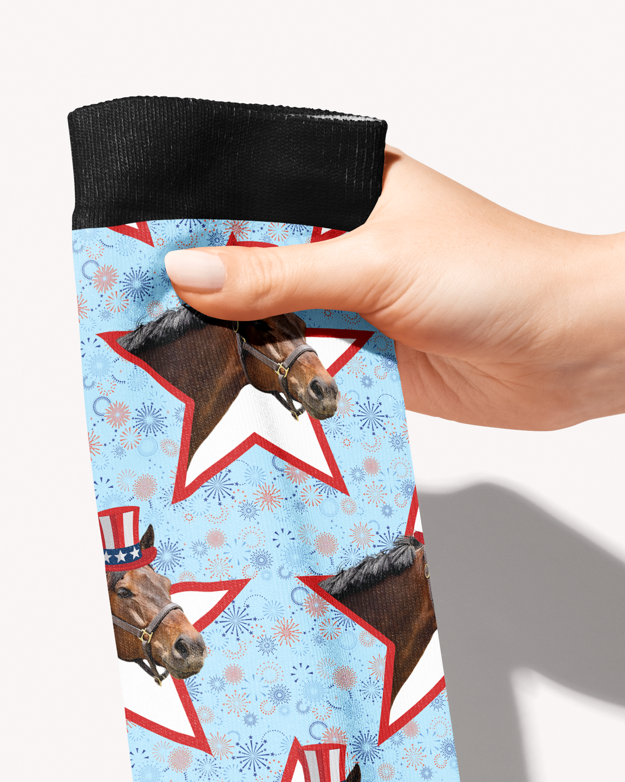 My __ For President custom photo equestrian boot socks, alternate angle, by Dreamers & Schemers