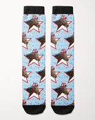 My __ For President custom photo equestrian boot socks, showing the full pattern layout