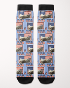 250 USA custom photo equestrian boot socks, showing the full pattern layout