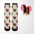 Custom Heart with Stable Snackies Socks featuring personalized dog photo with heart background pattern