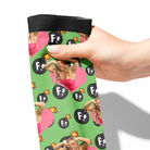 Custom Heart with F Bombs Socks featuring personalized photo and bold design on green background