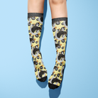 Custom Horseshoe design socks with F Bombs and horse photo print on yellow background