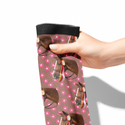 Custom Solo Socks with horse photo and pink flower pattern held in hand