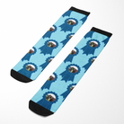 Custom Blue Ribbon Socks with personalized photo print and black toe and cuff accents