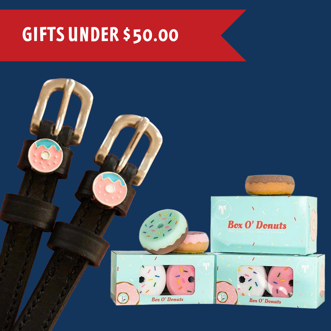 Donutz Equestrian Bundle with donut tack sponges and colorful donut spur straps under $50