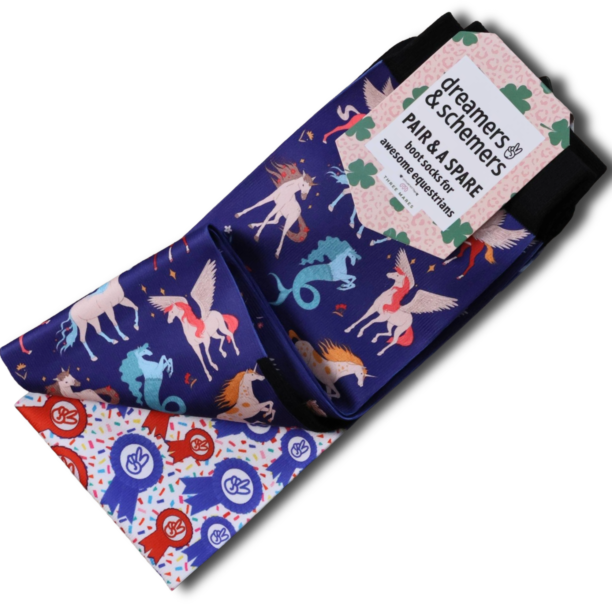 Air Land Sea Pair & a Spare equestrian boot socks, alternate angle, by Dreamers & Schemers