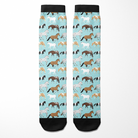 Limited Edition Pony Island aqua boot socks with playful horse pattern in teal blue
