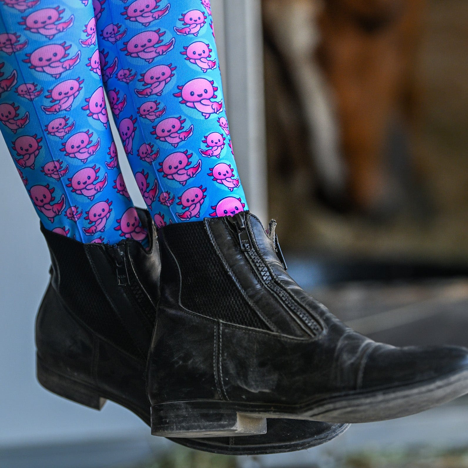 dreamers & schemers Pair & A Spare Axolotl Pair & a Spare equestrian boot socks boot socks thin socks riding socks pattern socks tall socks funny socks knee high socks horse socks horse show socks