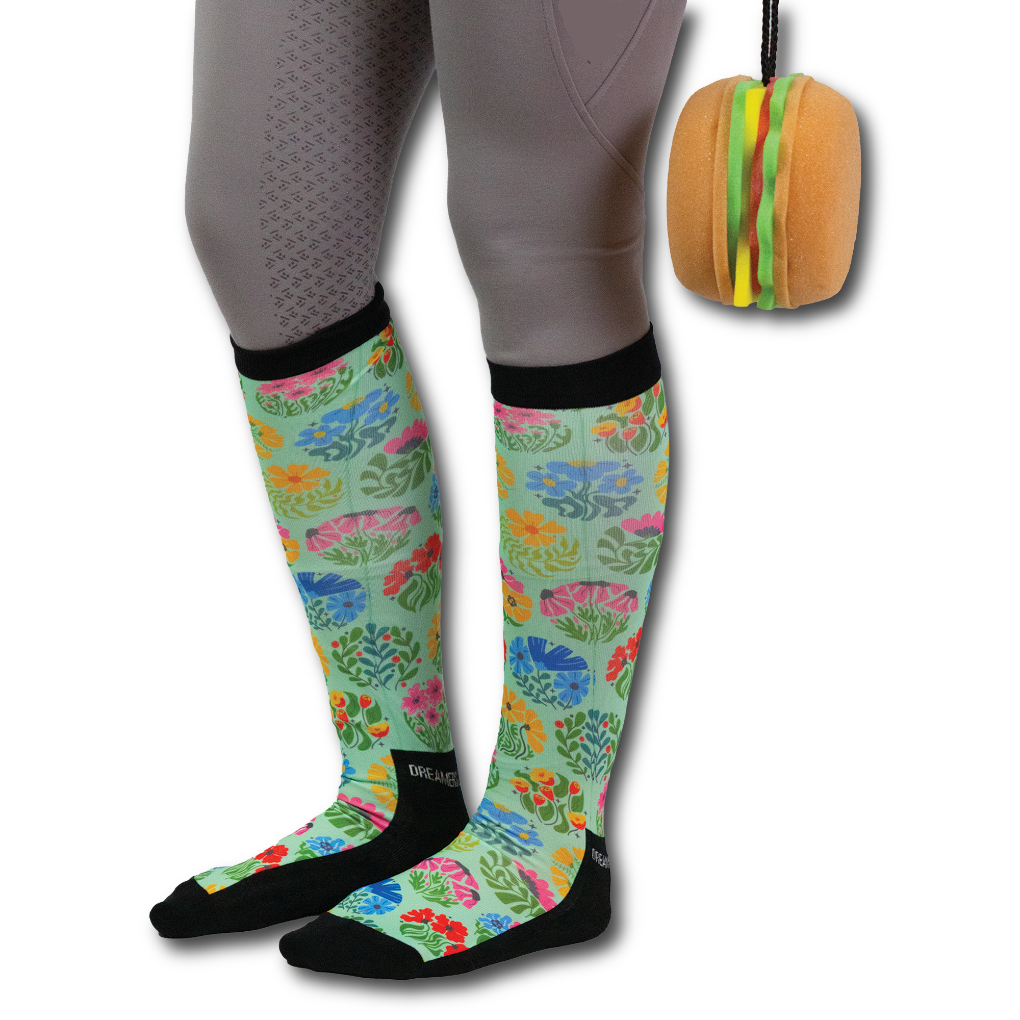 Pair & A Spare Socks Bloomin' black top boot socks in a pack of three with breathable knit and flat-seam toe