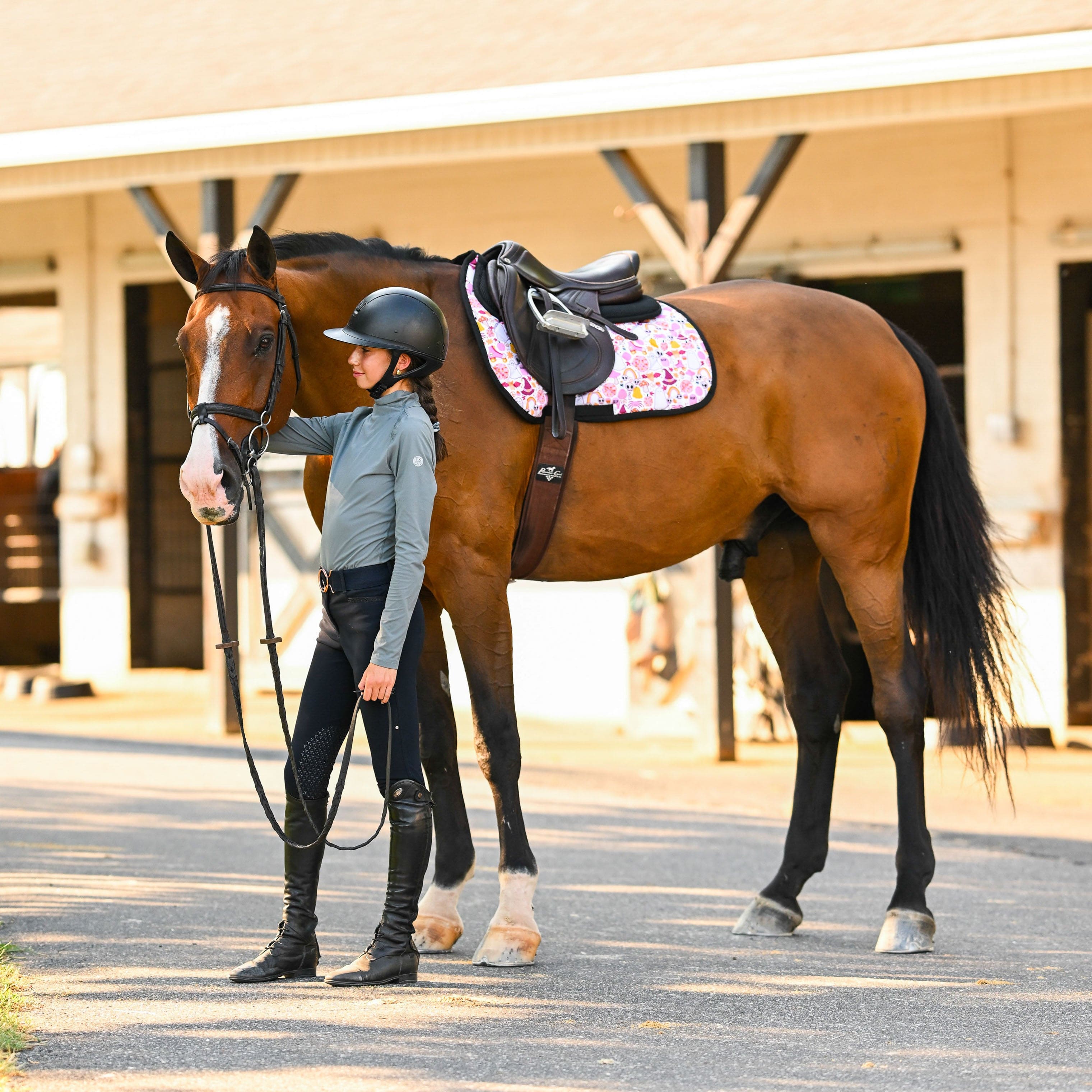 dreamers & schemers Saddle Pad Boogie Frights Saddle Pad equestrian boot socks boot socks thin socks riding socks pattern socks tall socks funny socks knee high socks horse socks horse show socks