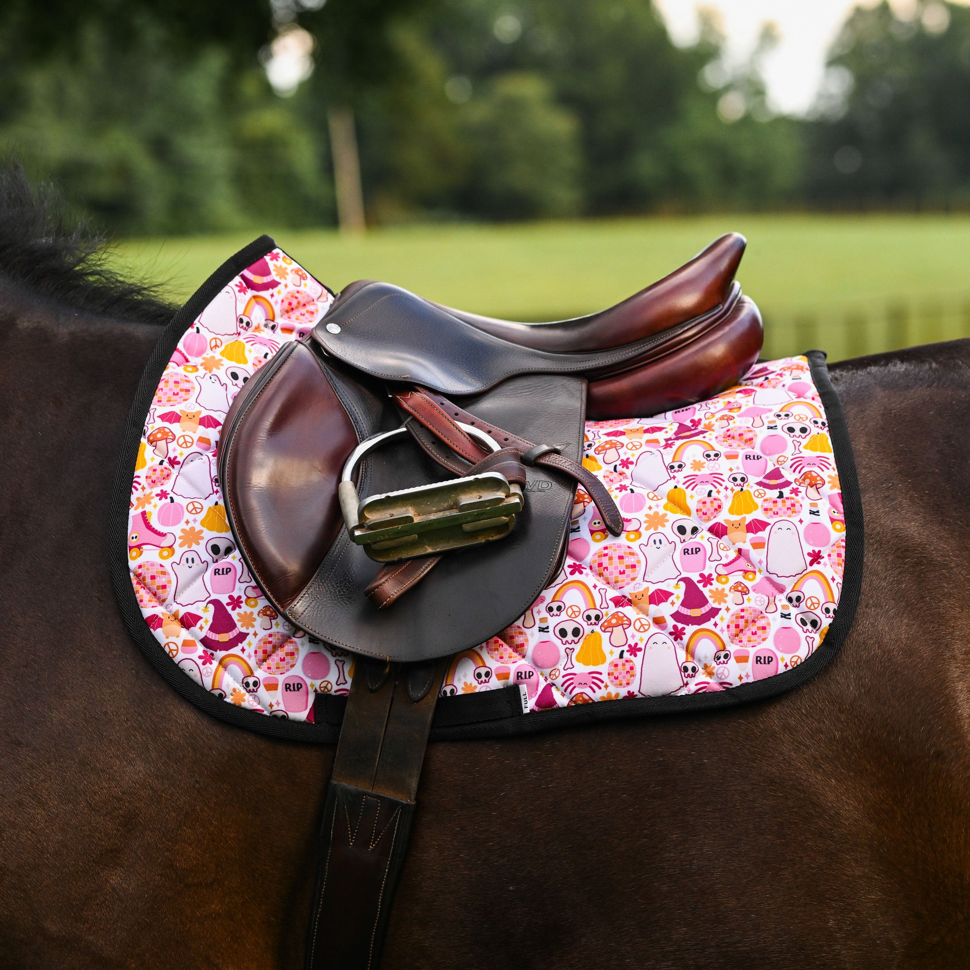 dreamers & schemers Saddle Pad Boogie Frights Saddle Pad equestrian boot socks boot socks thin socks riding socks pattern socks tall socks funny socks knee high socks horse socks horse show socks