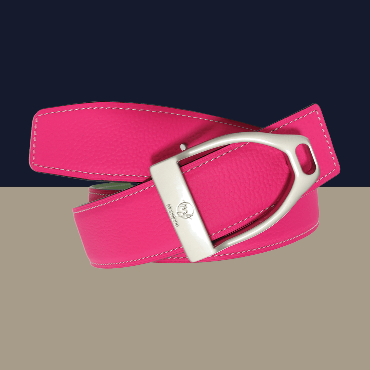 ManeJane Belt Buckle Up! Reversible Leather Belt Strap - Olive/Fuchsia equestrian boot socks boot socks thin socks riding socks pattern socks tall socks funny socks knee high socks horse socks horse show socks