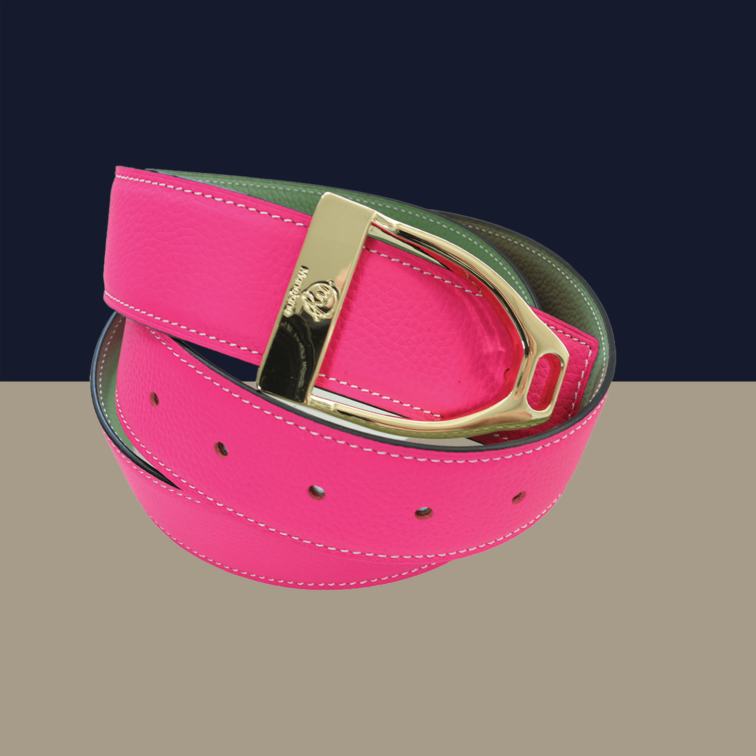 ManeJane Belt Buckle Up! Reversible Leather Belt Strap - Olive/Fuchsia equestrian boot socks boot socks thin socks riding socks pattern socks tall socks funny socks knee high socks horse socks horse show socks