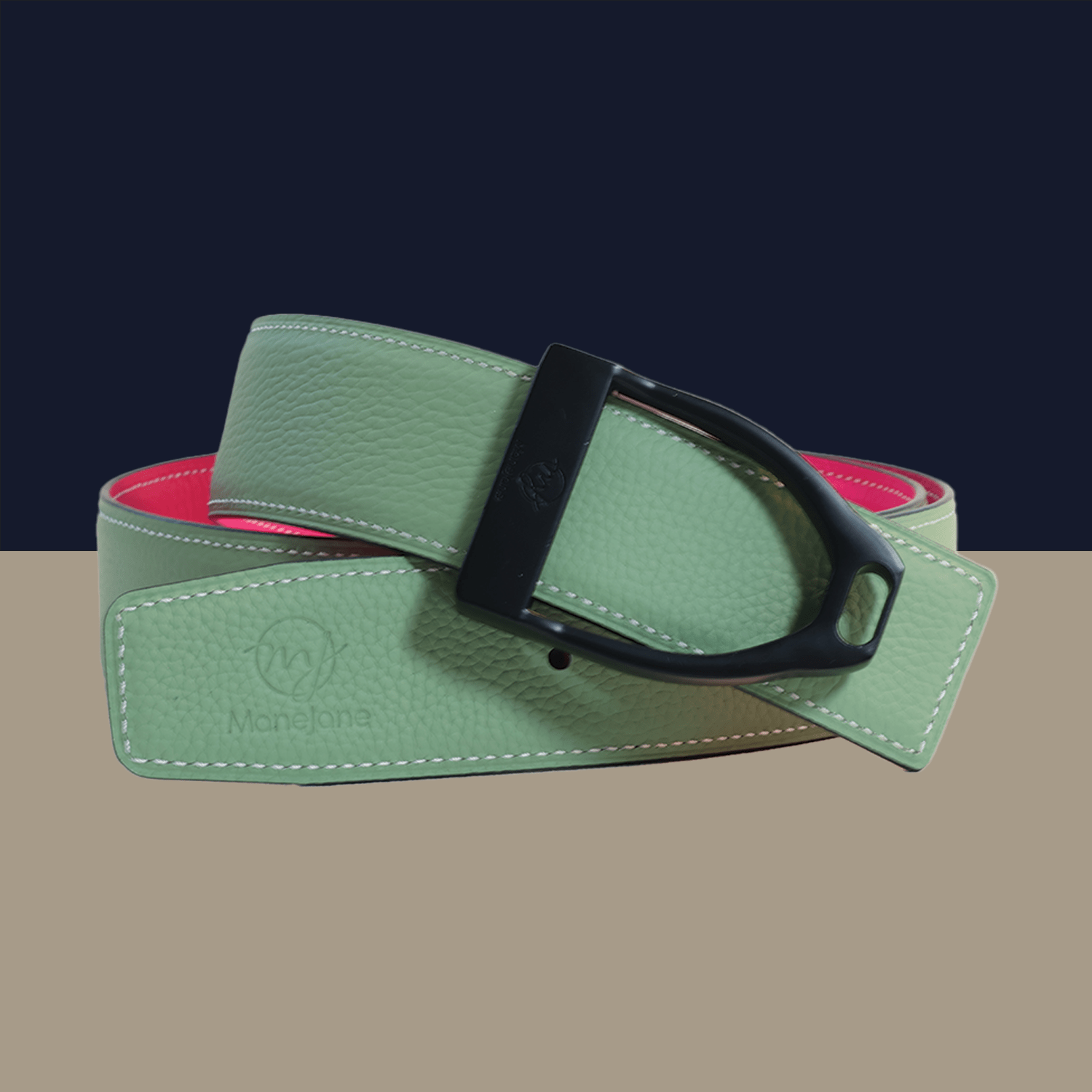 ManeJane Belt Buckle Up! Reversible Leather Belt Strap - Olive/Fuchsia equestrian boot socks boot socks thin socks riding socks pattern socks tall socks funny socks knee high socks horse socks horse show socks