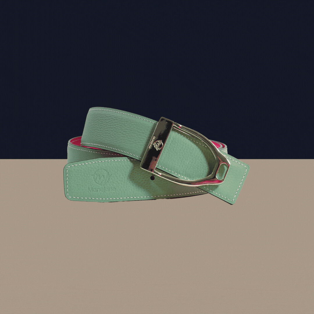 ManeJane Belt Buckle Up! Reversible Leather Belt Strap - Olive/Fuchsia equestrian boot socks boot socks thin socks riding socks pattern socks tall socks funny socks knee high socks horse socks horse show socks