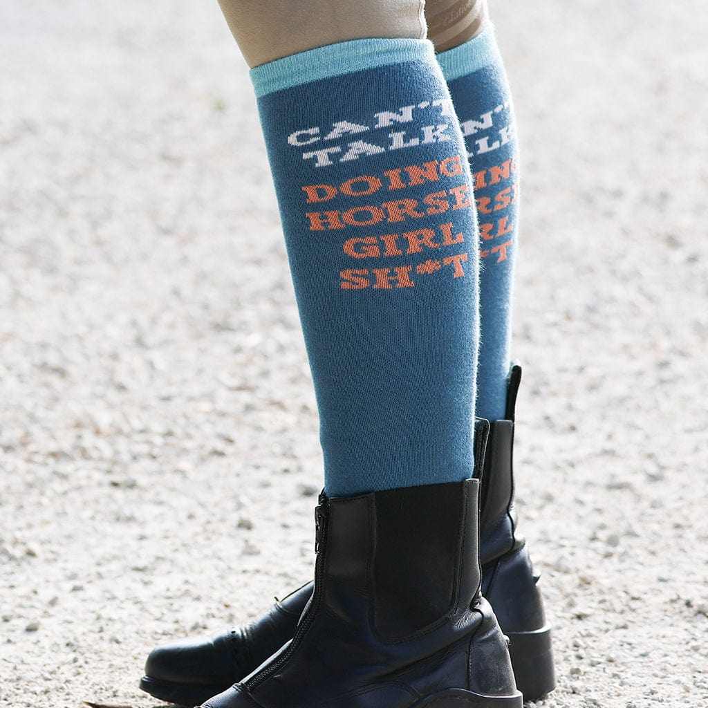 dreamers & schemers Knit Socks Can't Talk Boot Socks equestrian boot socks boot socks thin socks riding socks pattern socks tall socks funny socks knee high socks horse socks horse show socks