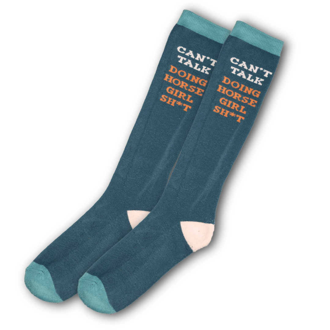 dreamers & schemers Knit Socks Can't Talk Knit Boot Socks equestrian boot socks boot socks thin socks riding socks pattern socks tall socks funny socks knee high socks horse socks horse show socks