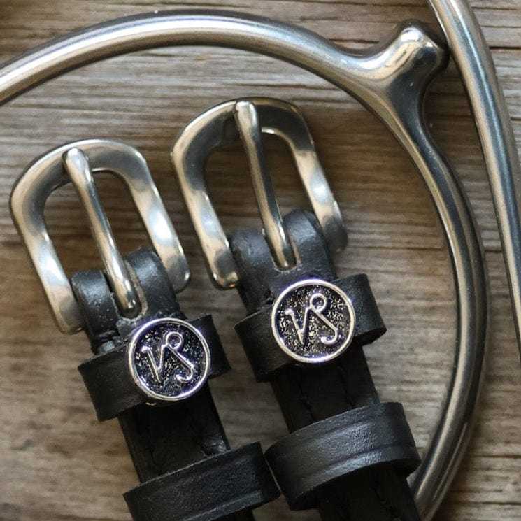 Capricorn Spur Straps black leather with stainless steel buckle and custom charm