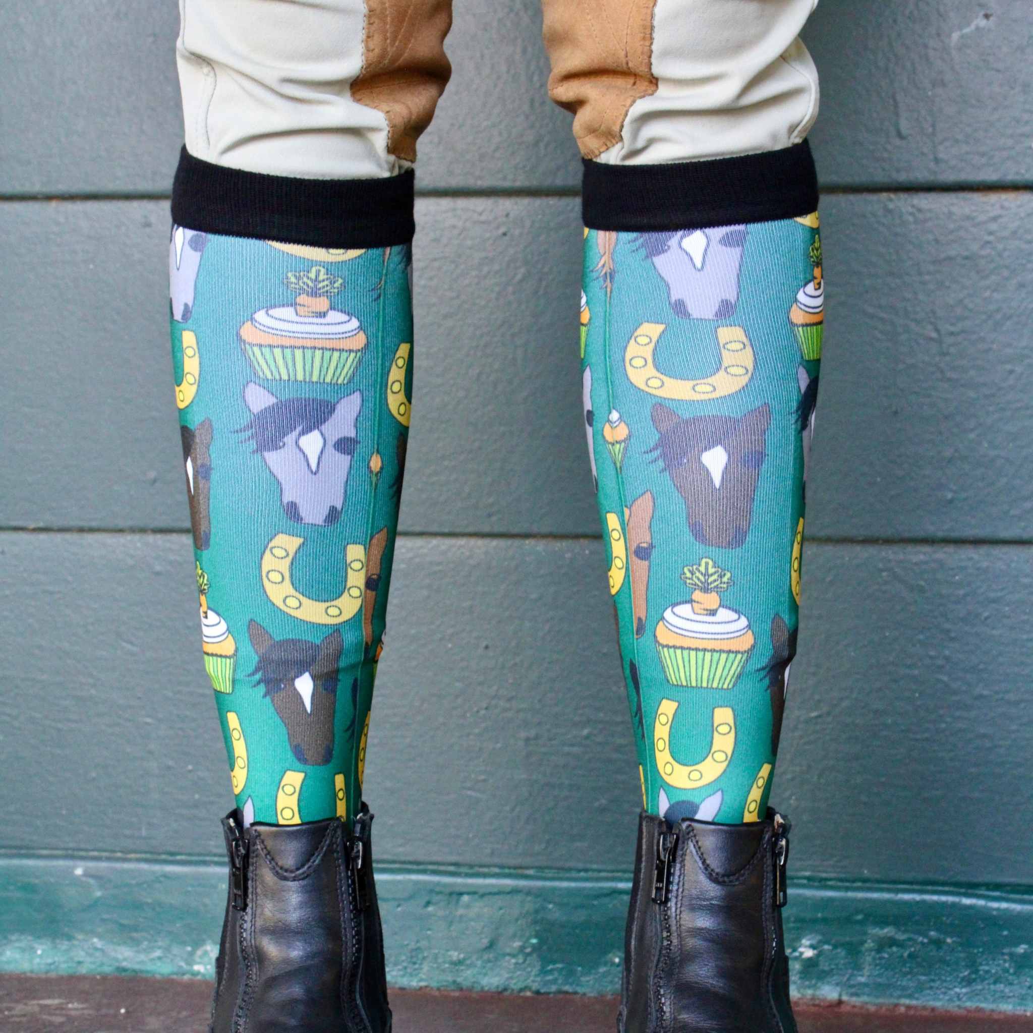 dreamers & schemers Youth Pair & a Spare Carrot Cake Youth Pair & a Spare Socks equestrian boot socks boot socks thin socks riding socks pattern socks tall socks funny socks knee high socks horse socks horse show socks