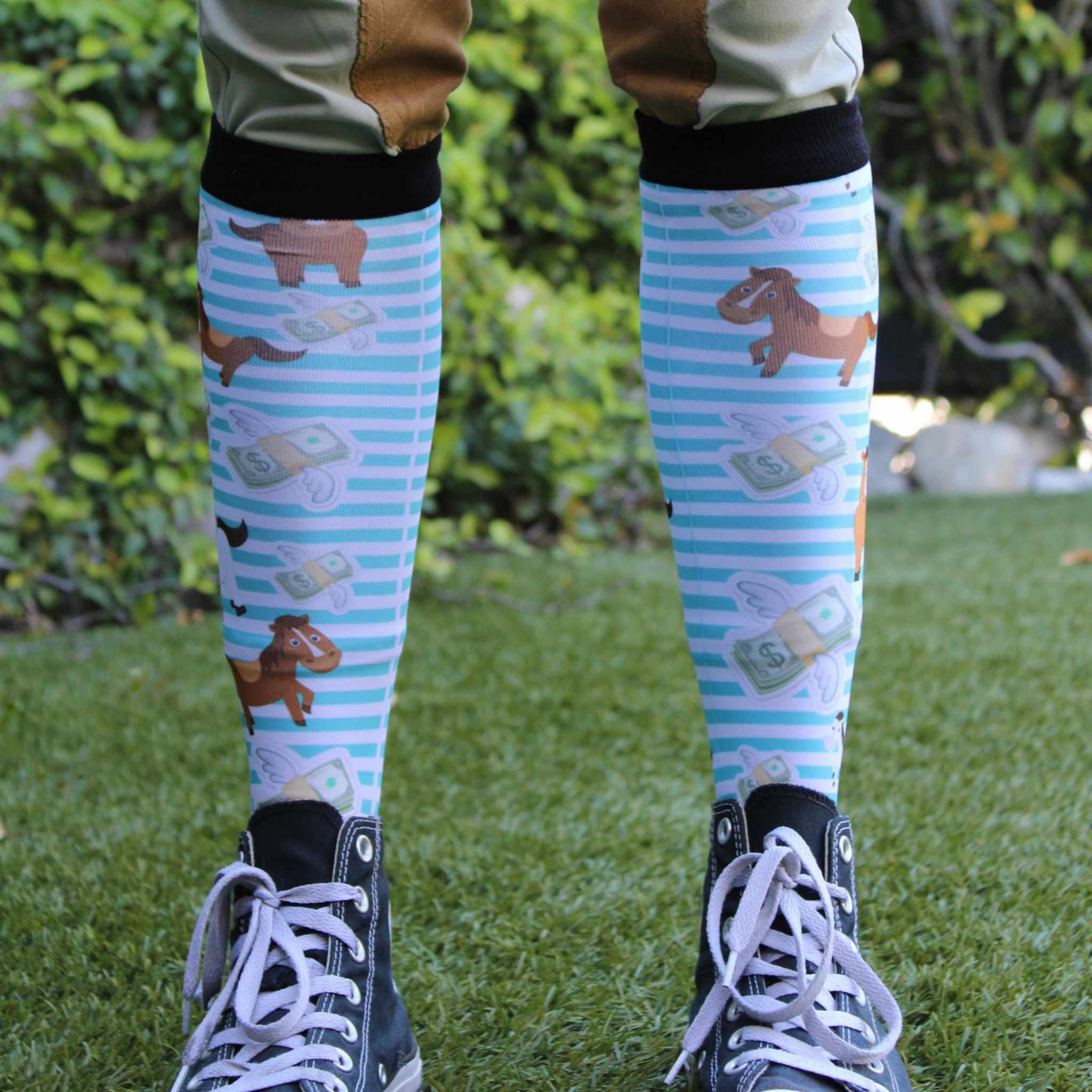 dreamers & schemers Pair & A Spare Cash Money Pair & a Spare equestrian boot socks boot socks thin socks riding socks pattern socks tall socks funny socks knee high socks horse socks horse show socks
