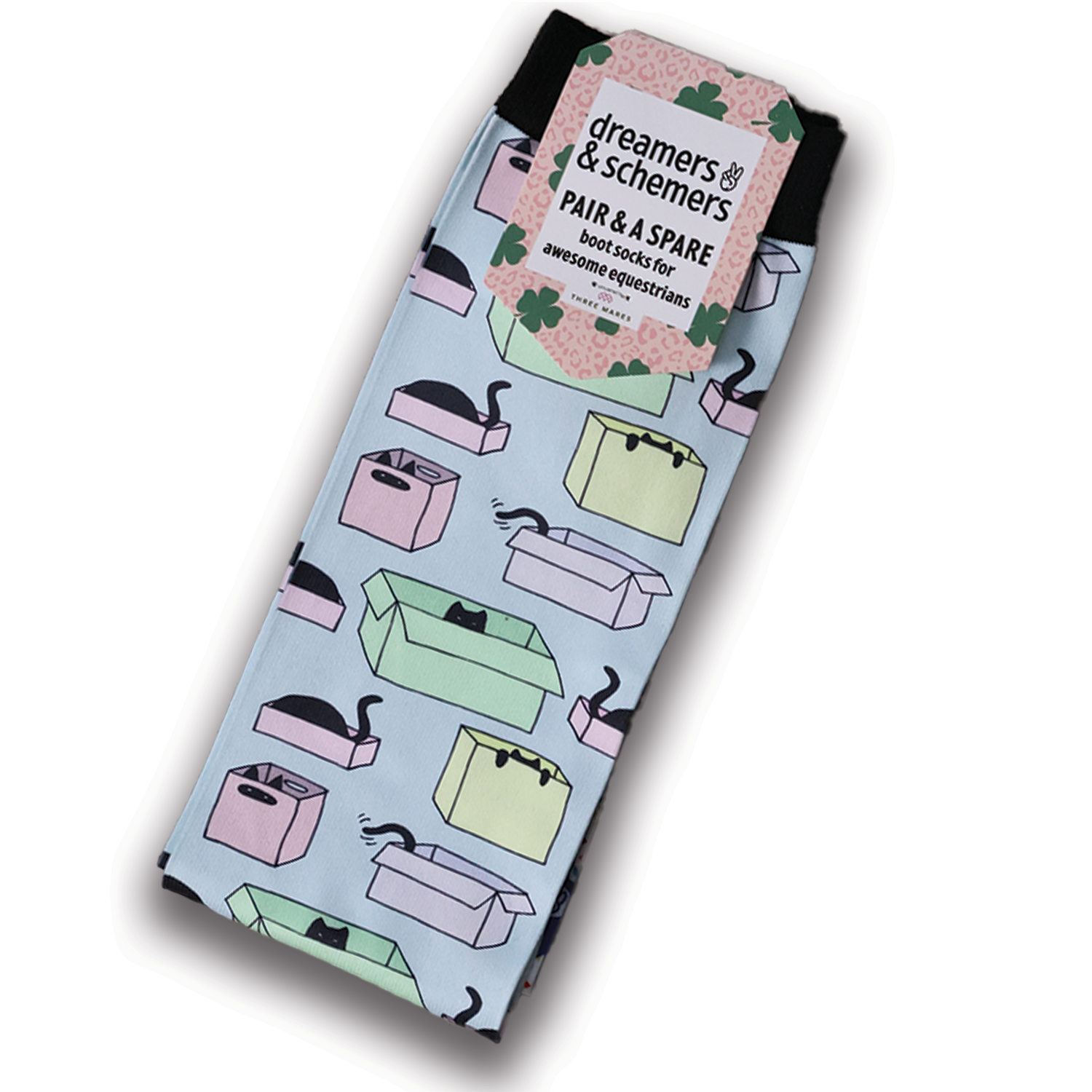 Cat In A Box Pair & a Spare equestrian boot socks, by Dreamers & Schemers