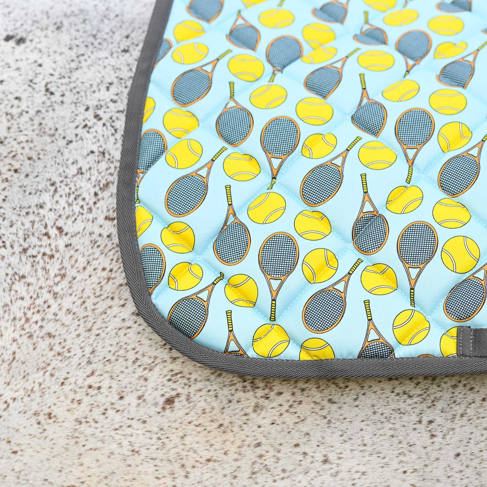 Dreamers & Schemers Cause a Racquet Saddle Pad – patterned saddle pad, equestrian gift, horseback riding gear from Dreamers & Schemers Saddle Pads