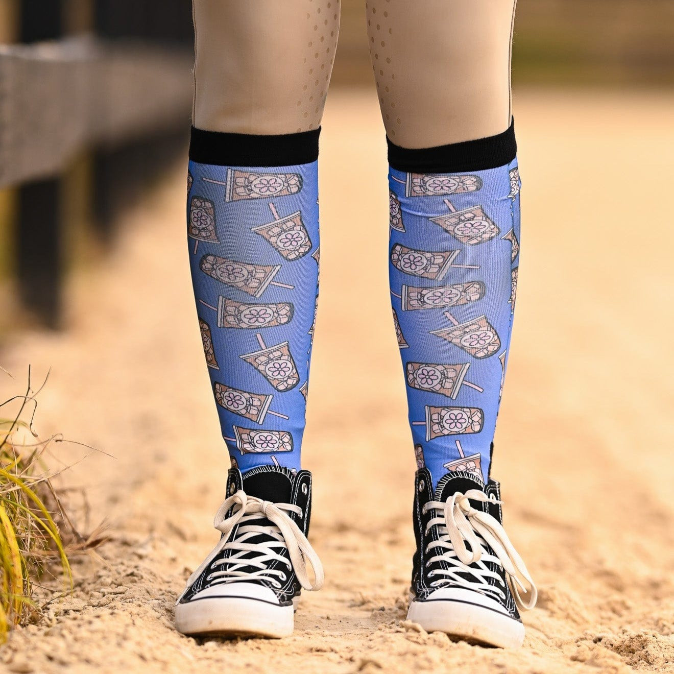 dreamers & schemers Pair & A Spare Cold Brew Pair & a Spare equestrian boot socks boot socks thin socks riding socks pattern socks tall socks funny socks knee high socks horse socks horse show socks