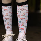 dreamers & schemers Pair & A Spare Crescent Moon Fox Pair & a Spare equestrian boot socks boot socks thin socks riding socks pattern socks tall socks funny socks knee high socks horse socks horse show socks