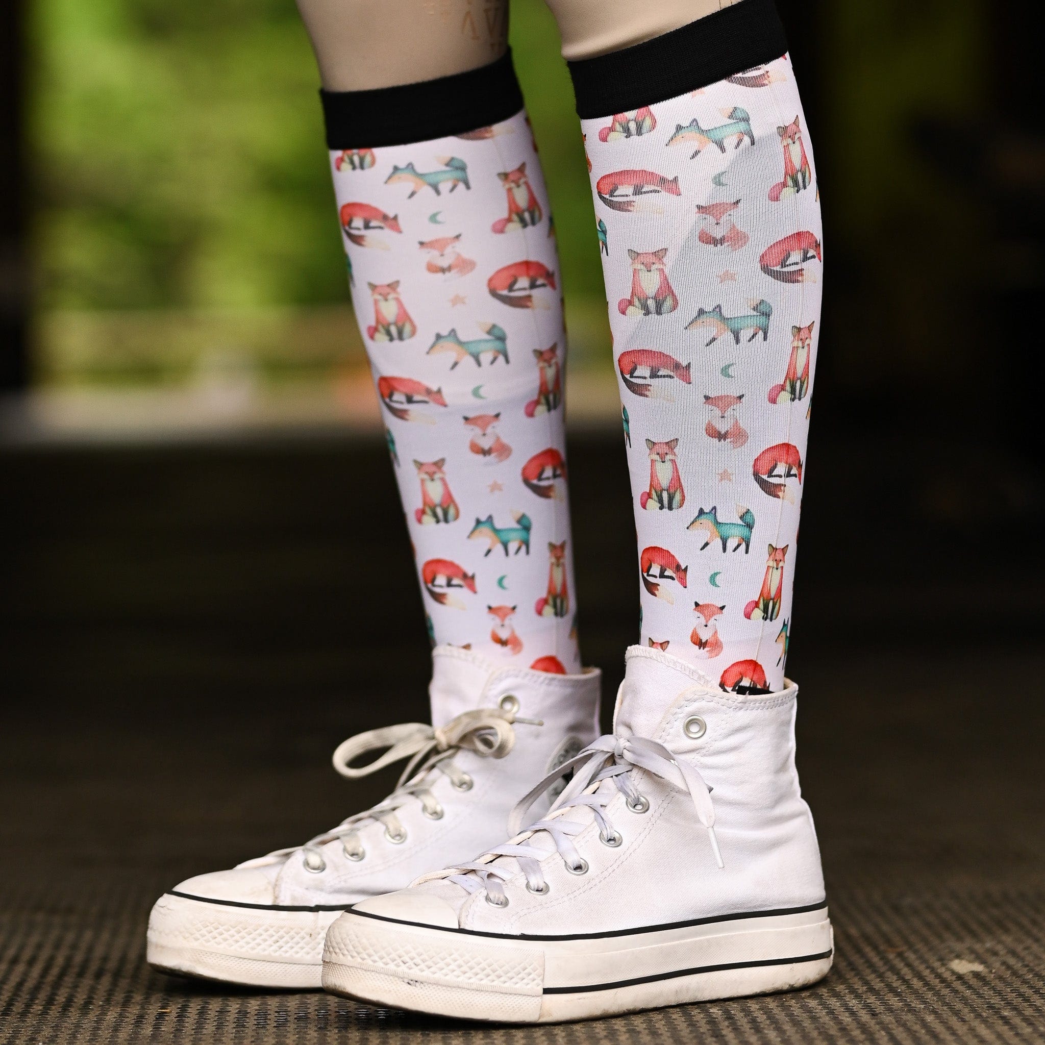 dreamers & schemers Pair & A Spare Crescent Moon Fox Pair & a Spare equestrian boot socks boot socks thin socks riding socks pattern socks tall socks funny socks knee high socks horse socks horse show socks