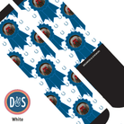 Custom AL Custom Socks Adult / White Custom Blue Ribbon with Blue Horseshoes Socks 1 Photo equestrian boot socks boot socks thin socks riding socks pattern socks tall socks funny socks knee high socks horse socks horse show socks