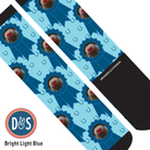 Custom AL Custom Socks Adult / Bright Light Blue Custom Blue Ribbon with Blue Horseshoes Socks 1 Photo equestrian boot socks boot socks thin socks riding socks pattern socks tall socks funny socks knee high socks horse socks horse show socks