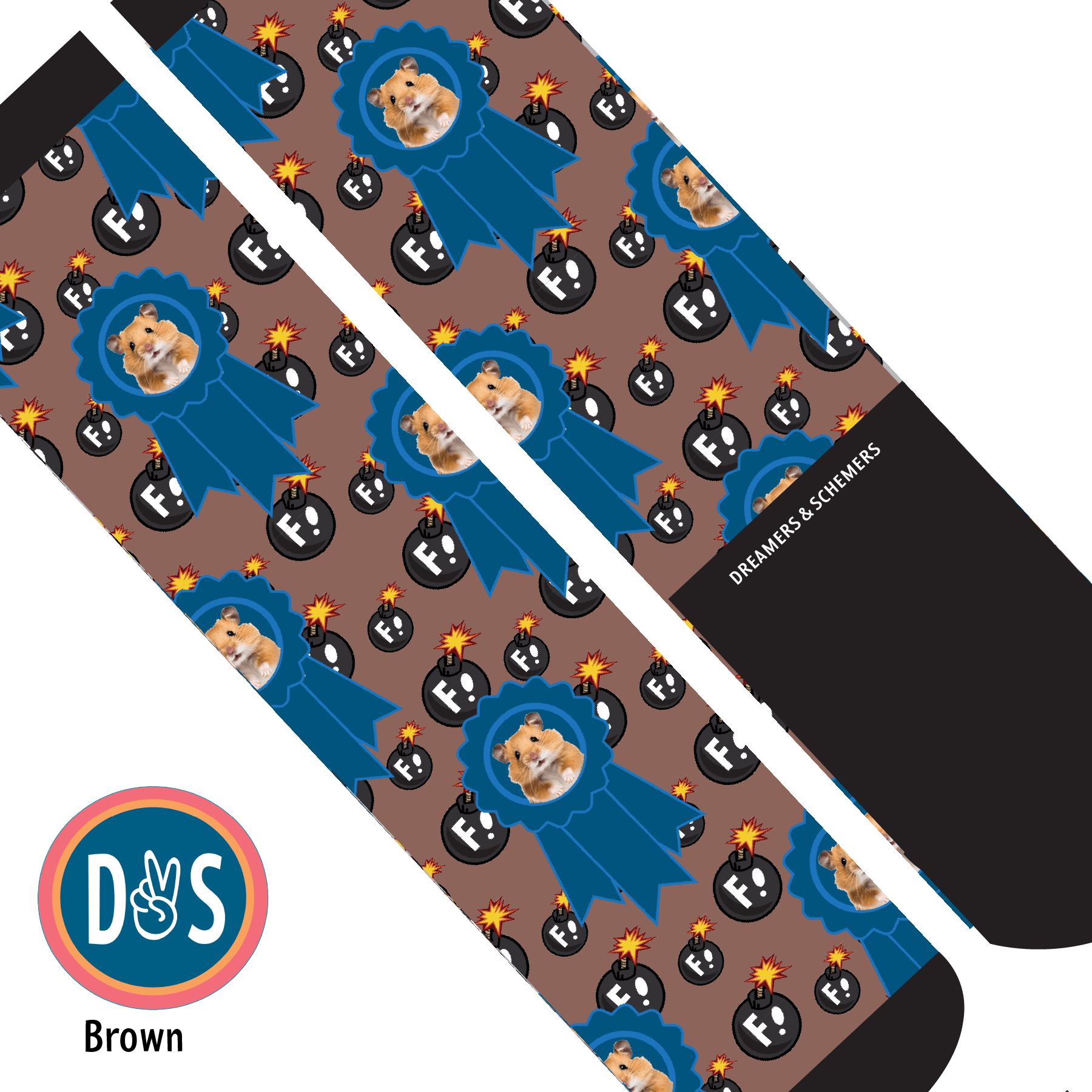 Custom AL Custom Socks Adult / Brown Custom Blue Ribbon with F Bombs Socks 1 Photo equestrian boot socks boot socks thin socks riding socks pattern socks tall socks funny socks knee high socks horse socks horse show socks