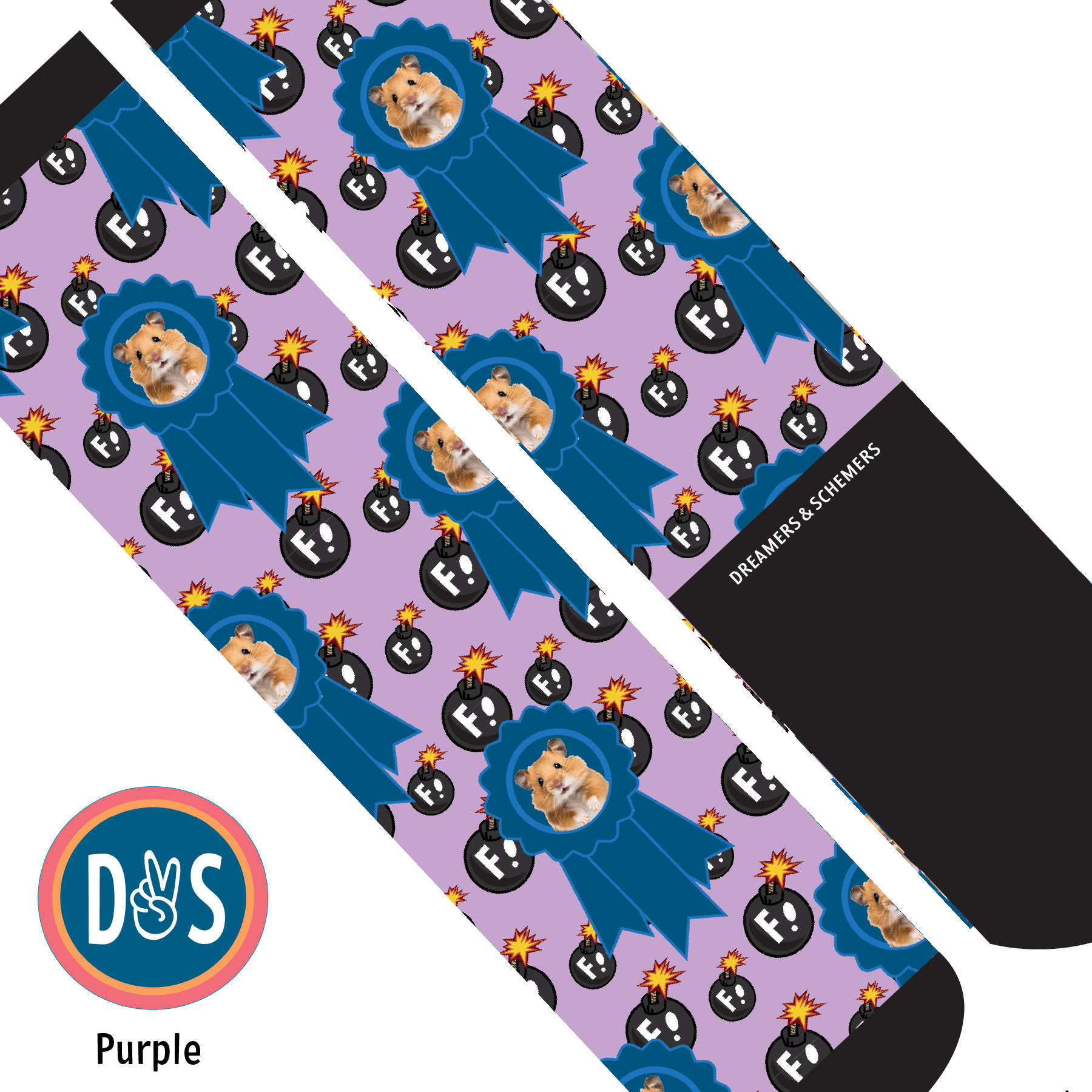 Custom AL Custom Socks Adult / Purple Custom Blue Ribbon with F Bombs Socks 1 Photo equestrian boot socks boot socks thin socks riding socks pattern socks tall socks funny socks knee high socks horse socks horse show socks