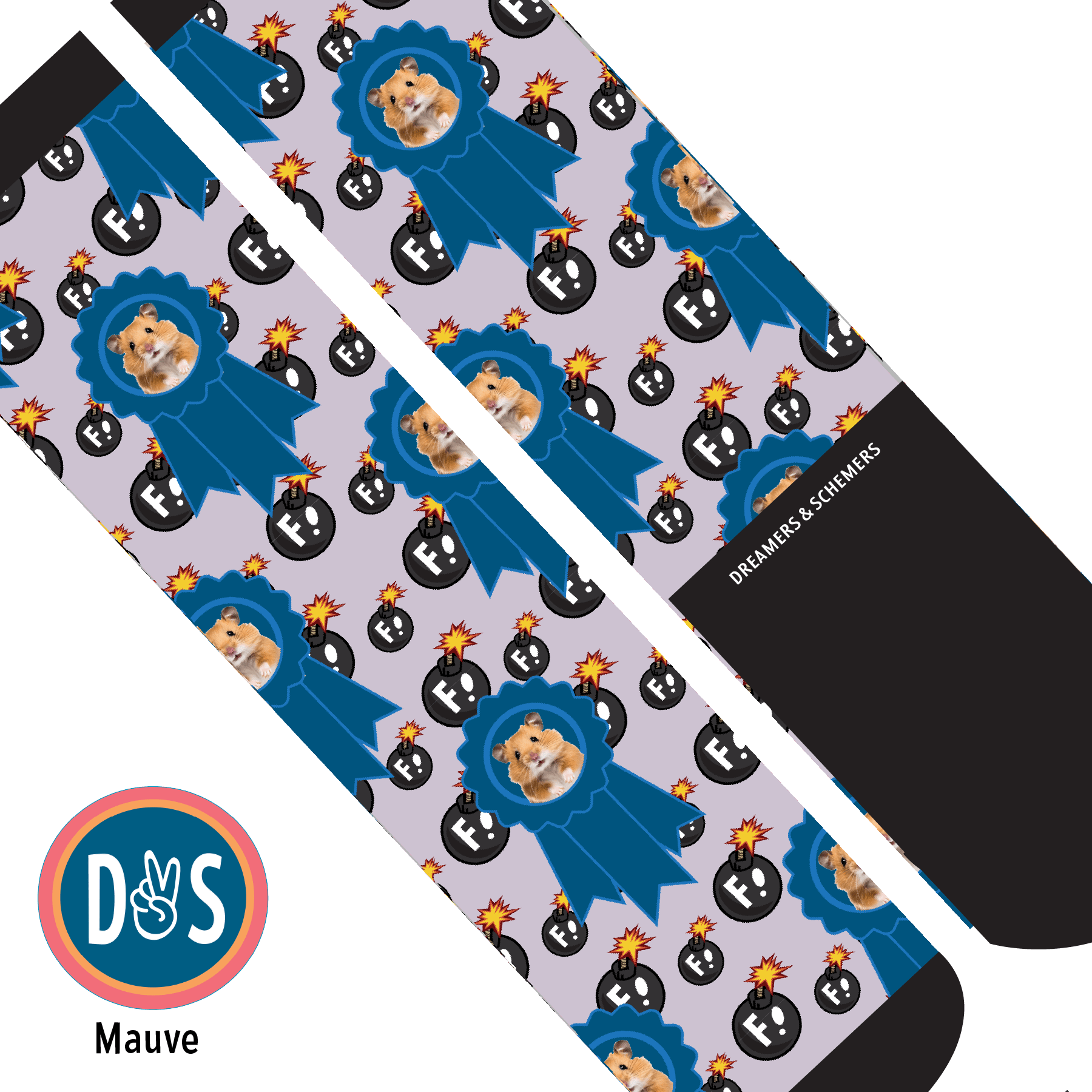 Custom AL Custom Socks Adult / Mauve Custom Blue Ribbon with F Bombs Socks 1 Photo equestrian boot socks boot socks thin socks riding socks pattern socks tall socks funny socks knee high socks horse socks horse show socks
