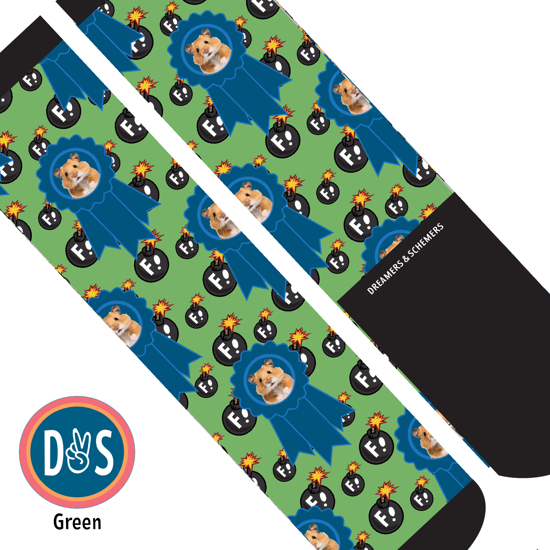 Custom AL Custom Socks Adult / Green Custom Blue Ribbon with F Bombs Socks 1 Photo equestrian boot socks boot socks thin socks riding socks pattern socks tall socks funny socks knee high socks horse socks horse show socks