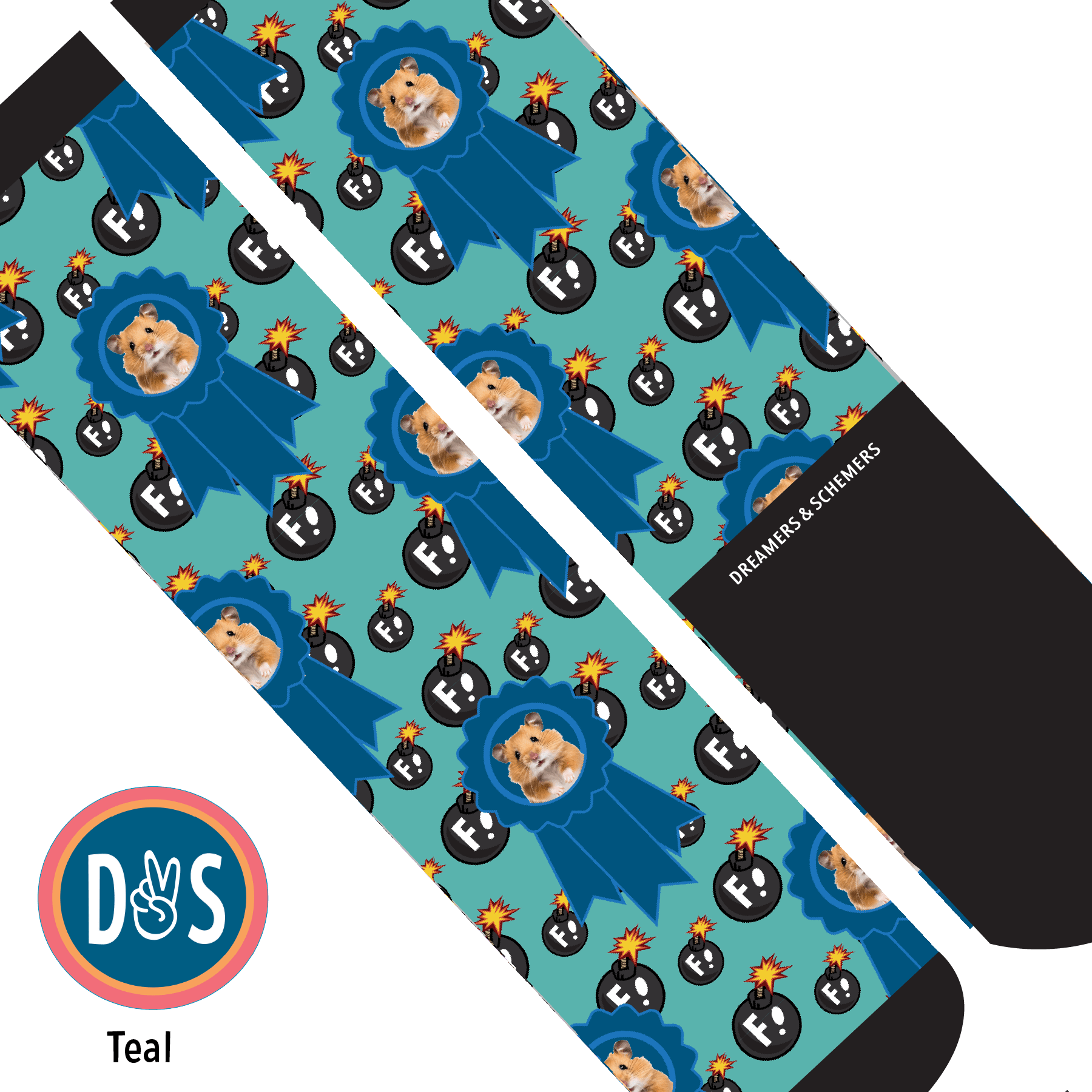 Custom AL Custom Socks Adult / Teal Custom Blue Ribbon with F Bombs Socks 1 Photo equestrian boot socks boot socks thin socks riding socks pattern socks tall socks funny socks knee high socks horse socks horse show socks