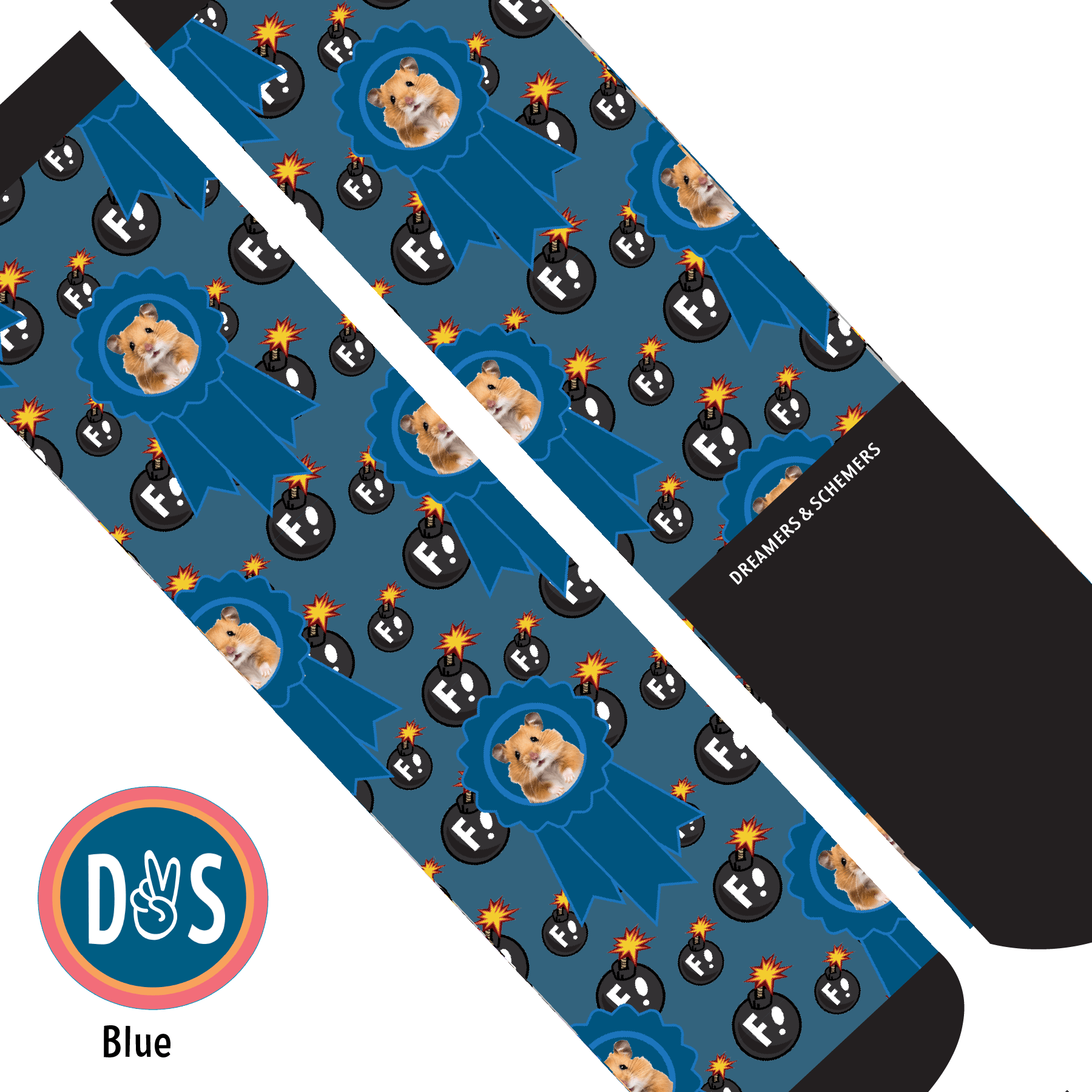 Custom AL Custom Socks Adult / Blue Custom Blue Ribbon with F Bombs Socks 1 Photo equestrian boot socks boot socks thin socks riding socks pattern socks tall socks funny socks knee high socks horse socks horse show socks