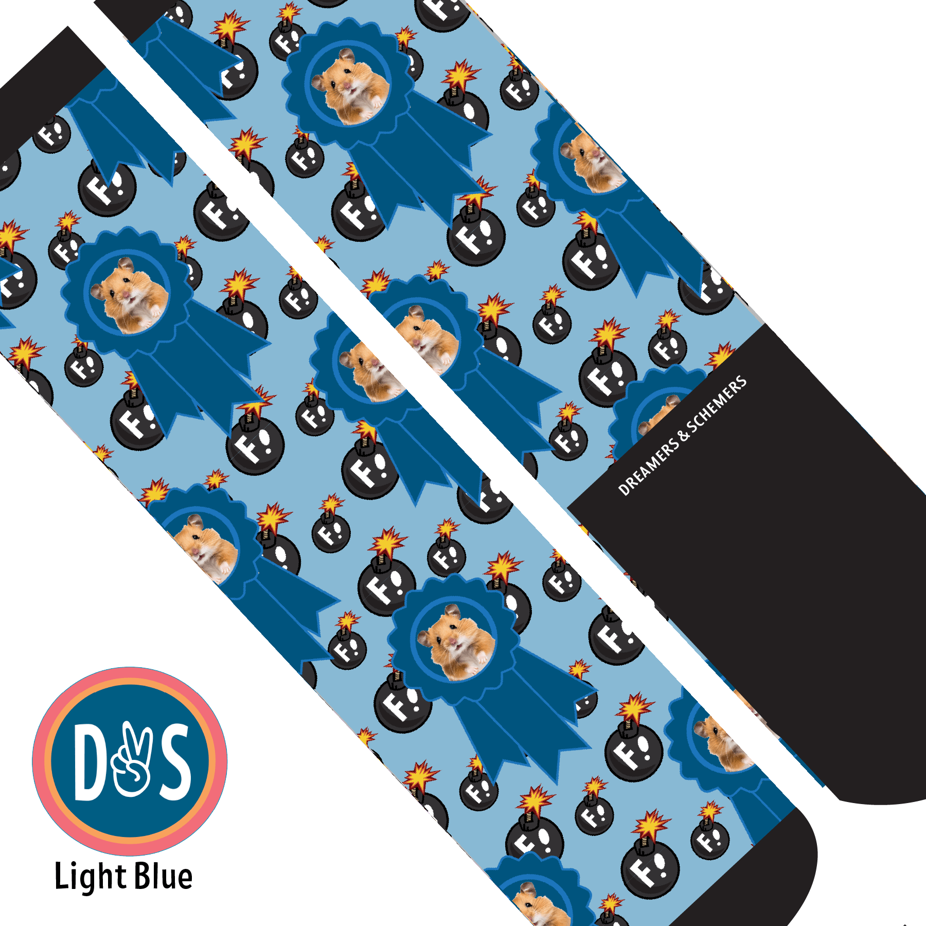 Custom AL Custom Socks Adult / Light Blue Custom Blue Ribbon with F Bombs Socks 1 Photo equestrian boot socks boot socks thin socks riding socks pattern socks tall socks funny socks knee high socks horse socks horse show socks