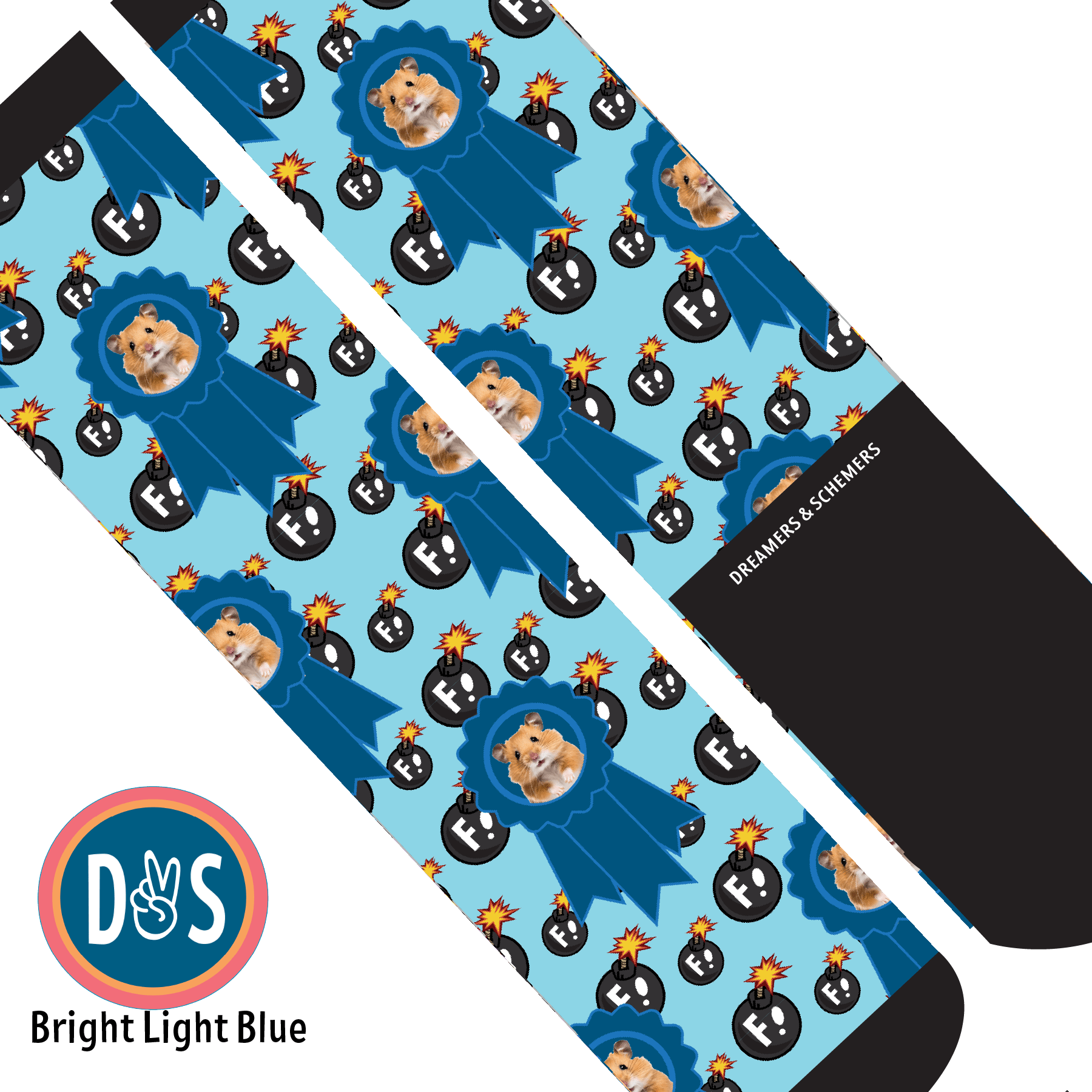 Custom AL Custom Socks Adult / Bright Light Blue Custom Blue Ribbon with F Bombs Socks 1 Photo equestrian boot socks boot socks thin socks riding socks pattern socks tall socks funny socks knee high socks horse socks horse show socks