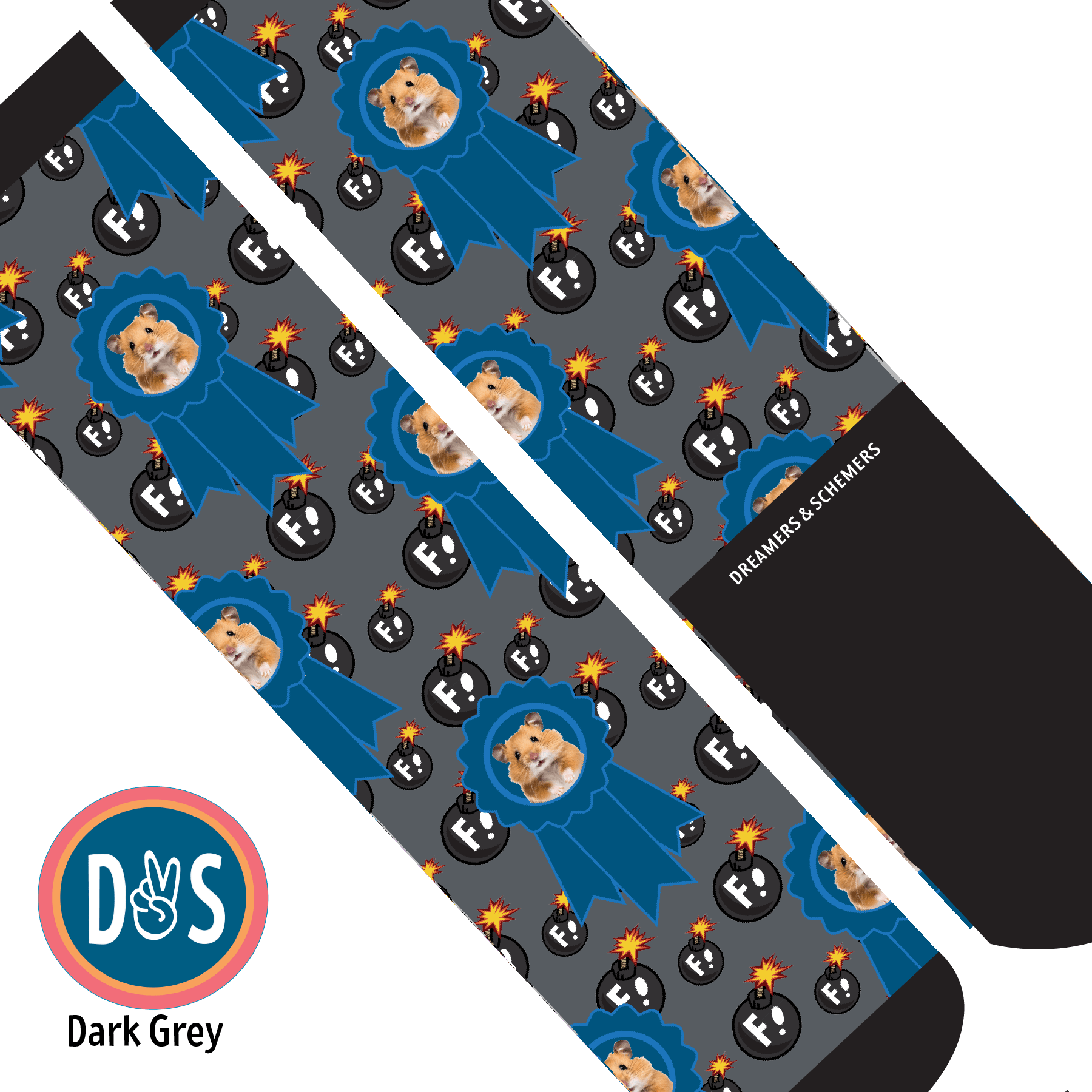 Custom AL Custom Socks Adult / Dark Grey Custom Blue Ribbon with F Bombs Socks 1 Photo equestrian boot socks boot socks thin socks riding socks pattern socks tall socks funny socks knee high socks horse socks horse show socks