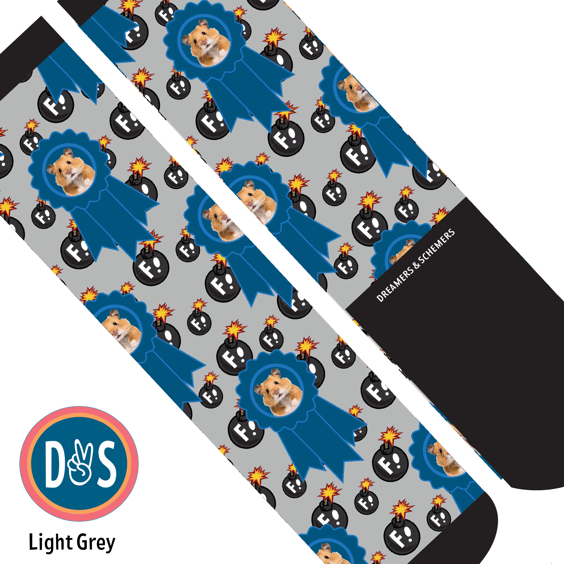 Custom AL Custom Socks Adult / Light Grey Custom Blue Ribbon with F Bombs Socks 1 Photo equestrian boot socks boot socks thin socks riding socks pattern socks tall socks funny socks knee high socks horse socks horse show socks