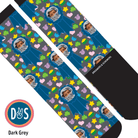 Custom AL Custom Socks Adult / Dark Grey Custom Blue Ribbon with Lucky Treats Socks 1 Photo equestrian boot socks boot socks thin socks riding socks pattern socks tall socks funny socks knee high socks horse socks horse show socks