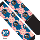 Custom AL Custom Socks Adult / Peach Custom Blue Ribbon with Pinky Petals Socks 1 Photo equestrian boot socks boot socks thin socks riding socks pattern socks tall socks funny socks knee high socks horse socks horse show socks