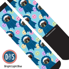 Custom AL Custom Socks Adult / Bright Light Blue Custom Blue Ribbon with Smiley Vibes Socks 1 Photo equestrian boot socks boot socks thin socks riding socks pattern socks tall socks funny socks knee high socks horse socks horse show socks
