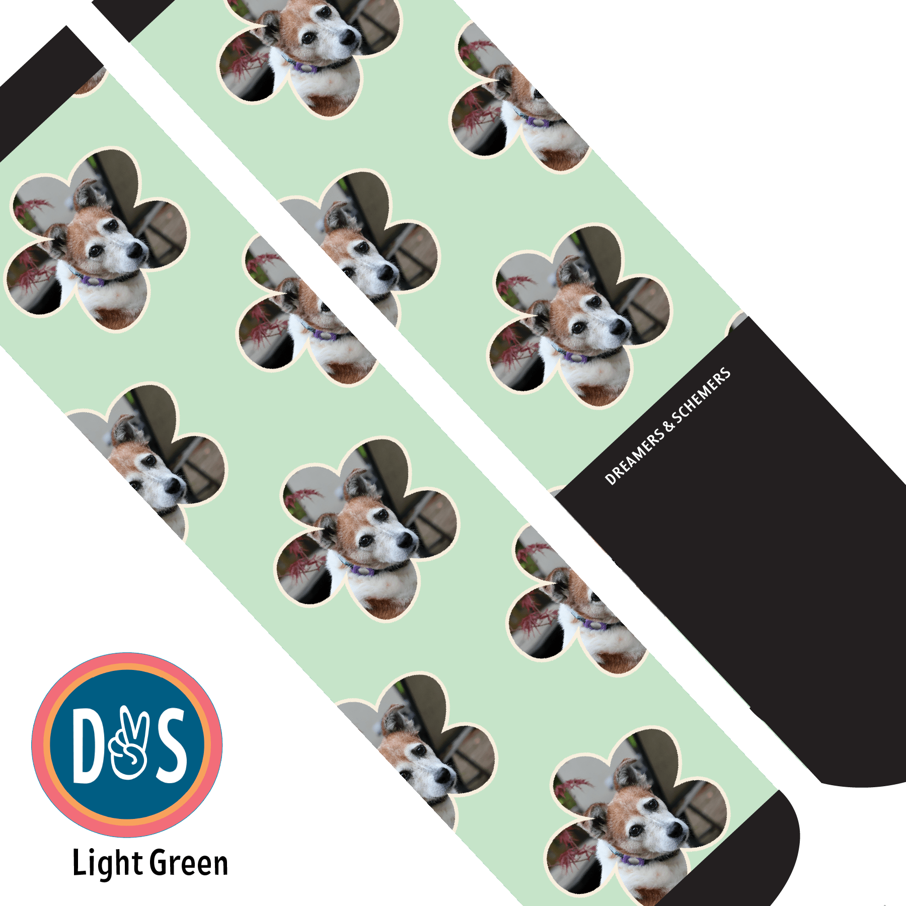Custom AL Custom Socks Youth / Light Green Custom Flower Socks 1 Photo equestrian boot socks boot socks thin socks riding socks pattern socks tall socks funny socks knee high socks horse socks horse show socks