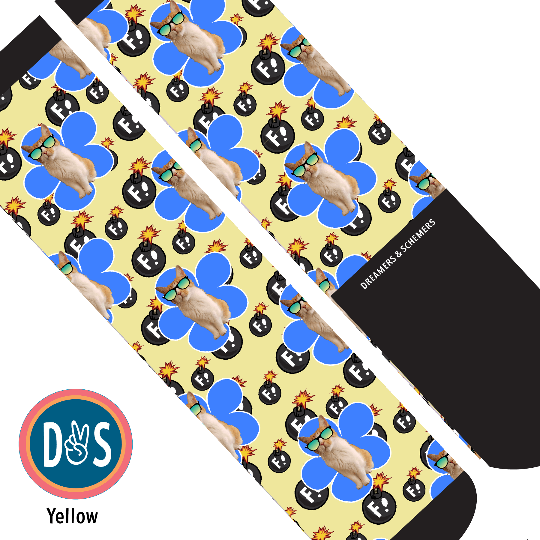 Custom AL Custom Socks Adult / Yellow Custom Flower with F Bombs Socks 1 Photo equestrian boot socks boot socks thin socks riding socks pattern socks tall socks funny socks knee high socks horse socks horse show socks