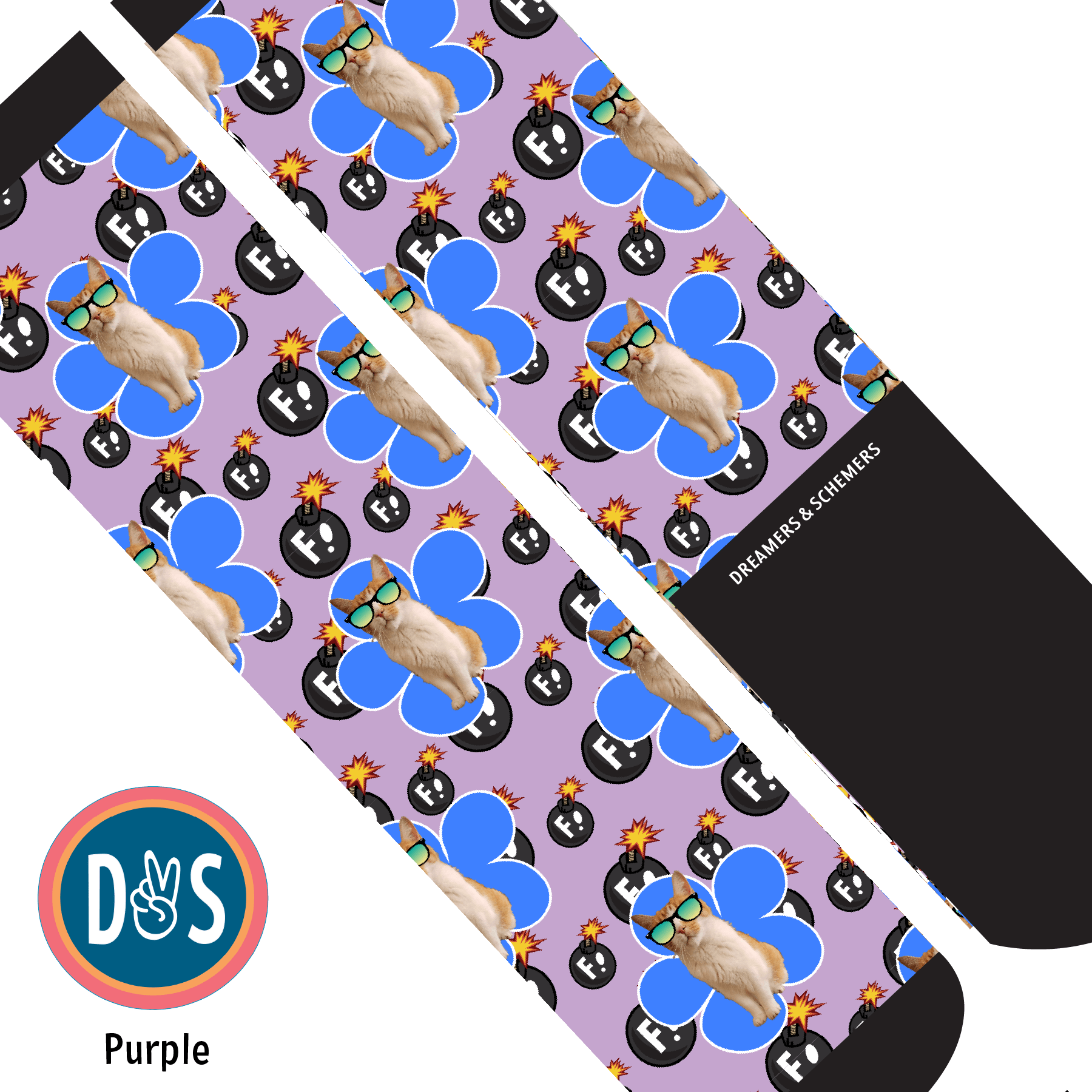 Custom AL Custom Socks Adult / Purple Custom Flower with F Bombs Socks 1 Photo equestrian boot socks boot socks thin socks riding socks pattern socks tall socks funny socks knee high socks horse socks horse show socks