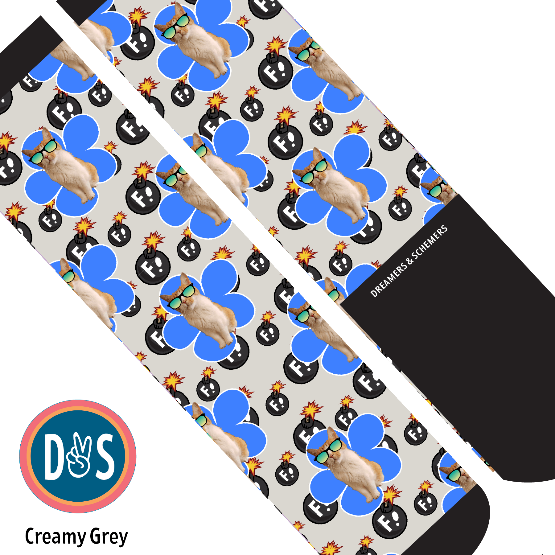 Custom AL Custom Socks Adult / Creamy Grey Custom Flower with F Bombs Socks 1 Photo equestrian boot socks boot socks thin socks riding socks pattern socks tall socks funny socks knee high socks horse socks horse show socks
